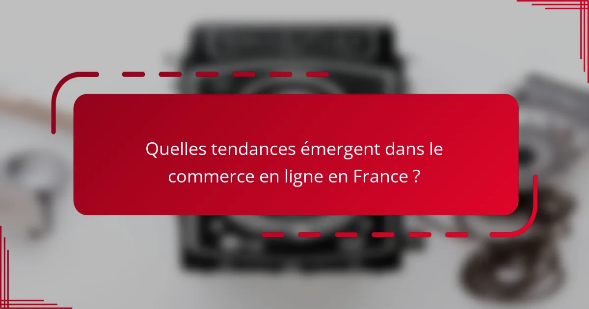 Quelles tendances émergent dans le commerce en ligne en France ?