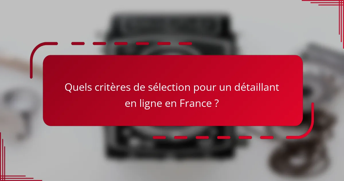 Quels critères de sélection pour un détaillant en ligne en France ?